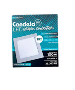 CANDELA PLAFON CUADRADO EMBUTIR 18W LUZ FRIA