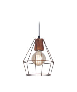 COLGANTE JAULA DIAMANTE MINI 1 LUZ COBRE